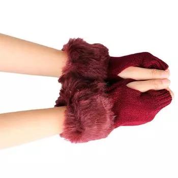 1 пара стильных теплых перчаток, мягкие вязаные зимние варежки из искусственной шерсти, утолщенные, теплые, женский подарок