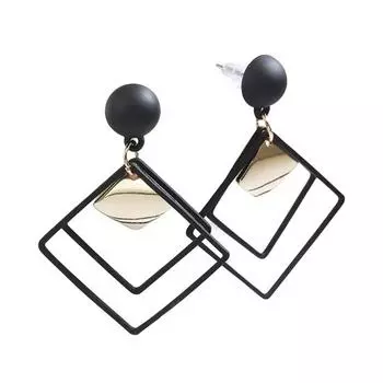 1 пара стильных висячих сережек с геометрическим рисунком, износостойкие двойные полые квадратные женские серьги-капли хаки
