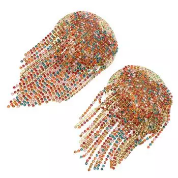 1 пара страз с кисточками, накладки на соски, бесшовные, многоразовые, дышащие, фестивальные наклейки на соски со стразами для вечеринки в ночном клубе