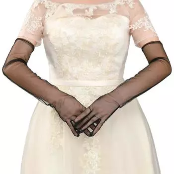 1 пара свадебных перчаток, анти-УФ-тюль, черные длинные перчатки, мягкие варежки, дышащие солнцезащитные перчатки, женская свадебная мода 55cm