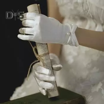 1 пара свадебных перчаток для невесты, плиссированные, гладкие, атласные, противоскользящие, с искусственным жемчугом, эластичные, чистого цвета, для танцев, банкета, коктейля, вечеринки, дамские перчатки розовый