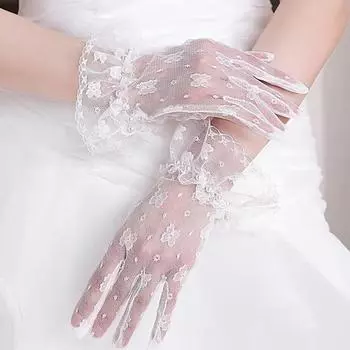 1 пара свадебных перчаток, свадебное украшение, кружево, элегантные аксессуары для платья, универсальная сетка, тонкий стиль, украшение в виде банта