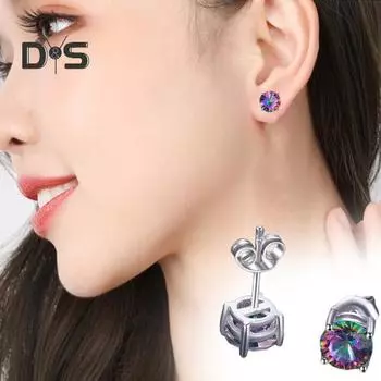 1 пара сверкающих сережек-гвоздиков со стразами из медного материала, легкие блестящие серьги-гвоздики для женщин, ювелирные изделия в подарок разноцветный