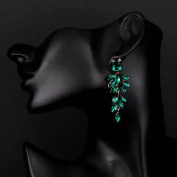 1 пара сверкающих страз изысканные женские серьги яркие цветные в форме листьев синий