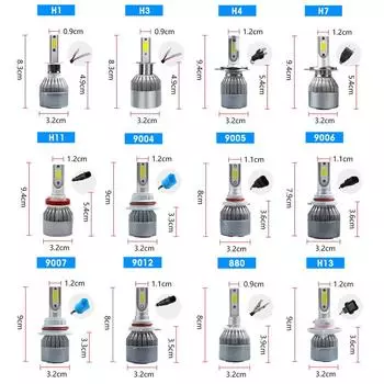 1 пара светодиодных ламп H7 для фар H1 H8 H9 H11 9005 9012 9-36 В 7600 лм 6000 К белого цвета 36 Вт COB для автомобильных светодиодных ламп, водонепроницаемые автомобильные фары H7 белый