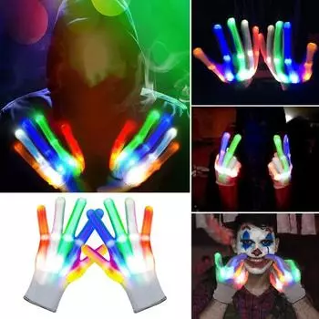 1 пара светодиодных мигающих перчаток с 6 режимами освещения, забавные светящиеся игрушки для вечеринок, дней рождения, наполнителей для чулок