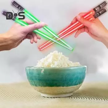 1 пара светодиодных световых мечей, палочек для еды, светящиеся палочки для суши, лапши, светящиеся в темноте, палочки для еды, подсветка для вечеринок 1Pair разноцветный