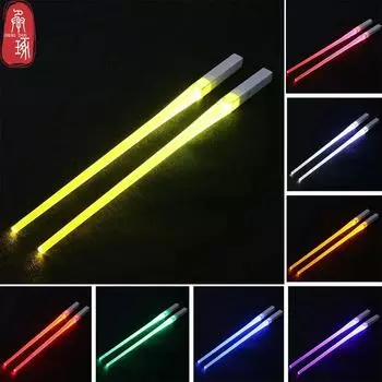 1 пара светодиодных световых палочек для еды, светящихся, не содержащих BPA, безопасных для пищевых продуктов многоразовых кухонных светодиодных палочек для еды 1 pair красный