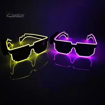 1 пара светящихся очков Солнцезащитные очки со светодиодной подсветкой Беспроводная громкая связь для танцев 4-режимная функция привода Очки для вечеринок Хэллоуин EDM Карнавальная подсветка трава зеленый