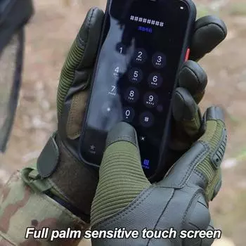 1 пара тактических перчаток с застежкой-лентой, нескользящие, износостойкие, с сенсорным экраном, защитные перчатки на все пальцы для кемпинга и улицы XL коричневый