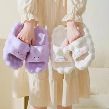 1 пара тапочек Cloud на толстой подошве, бесшумные, EVA, унисекс, мультяшные тапочки, супер 35-36 белый