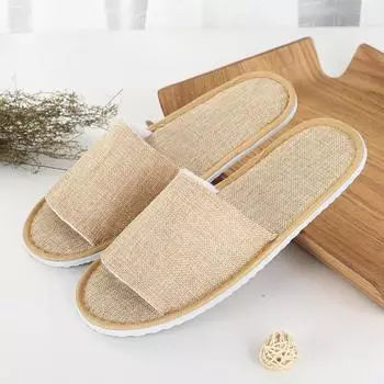 1 пара тапочек для путешествий в отеле, хлопковые льняные одноразовые тапочки, гигиенические домашние гостевые тапочки для мужчин и женщин, для спальни, домашняя обувь 36 белый