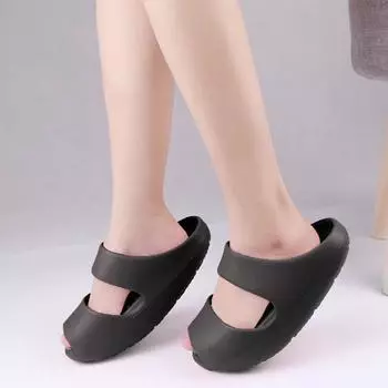 1 пара тапочек на танкетке из ЭВА, нескользящие легкие массажные тапочки на подошве 36-38 чёрный