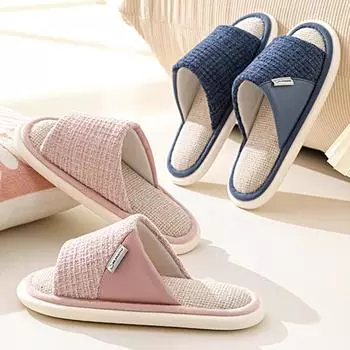 1 пара тапочек Универсальные Потопоглощающие Практичные Четыре сезона Простота Льняные Нескользящие Вентиляция 42-43 кофейный