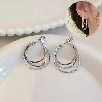 1 пара темпераментных простых трехслойных серег-петлей для холодного ветра, женские высококачественные нишевые серьги с бахромой