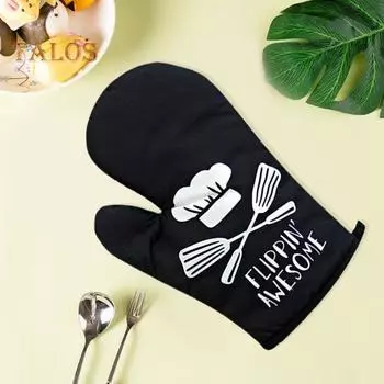 1 пара теплоизоляционных перчаток, подвесной дизайн, нескользящие, легкие, большие утолщенные противоскользящие рукавицы для микроволновой печи с принтом для кухни белый