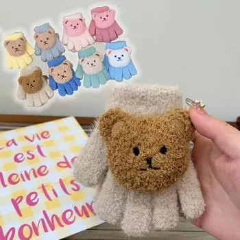 1 пара теплых перчаток из меха кролика для детей, милые перчатки с крыльями принцессы для детей, черные, белые, осенне-зимние теплые перчатки