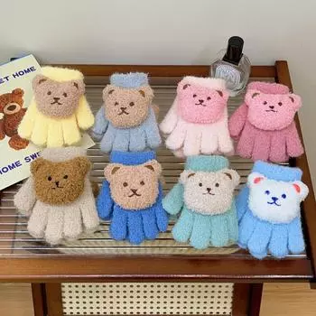 1 пара теплых перчаток из меха кролика для детей, милые перчатки с крыльями принцессы для детей, черные, белые, осенне-зимние теплые перчатки