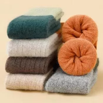 1 пара теплых пушистых шерстяных носков из телячьей кожи для детей, модные спортивные простые носки для детей, осень-зима, утолщенные пушистые носки S