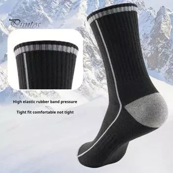1 пара термальных лыжных носков для женщин и мужчин, очень теплые утепленные зимние носки для ботинок, влагоотводящие, быстросохнущие, средней длины носки черный серый