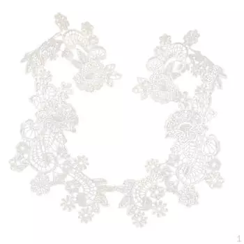 1 пара ткани с цветочным цветочным мотивом, кружевной отделкой, пришивной аппликацией, ремесло - белый