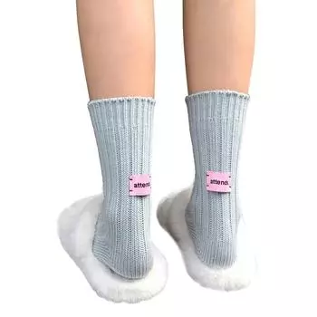 1 пара толстых розовых женских зимних осенних ретро вязаных носков средней длины с этикеткой