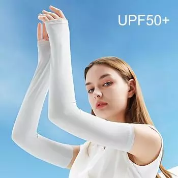 1 пара тонких солнцезащитных чехлов с отверстием для большого пальца, нарукавников для езды на велосипеде на открытом воздухе, из ледяного шелка, налокотников, велосипедных принадлежностей M синий