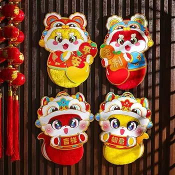 1 пара традиционных наклеек на дверь с изображением персонажа Фу в год змеи для праздничного декора Style 2