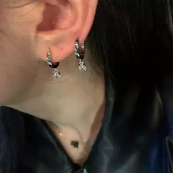 1 пара трендовых блестящих сережек-колец из циркония для женщин и девочек, изысканные простые серьги, свадебные украшения, аксессуары, подарки onesize