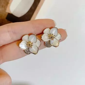 1 пара трендовых классических сережек-гвоздиков с цветком в корейском стиле, элегантные милые серьги для женщин, ювелирные изделия