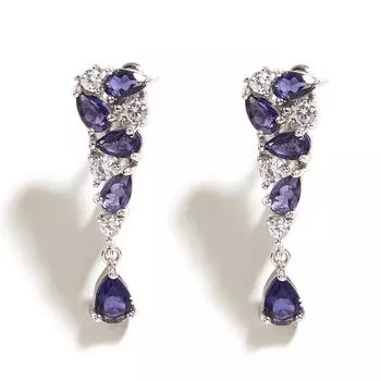 1 пара трендовых легких роскошных серег из натурального иолита, ювелирных изделий для женщин, повседневная одежда, серебро 925 пробы, Bolaijewelry M серебряный