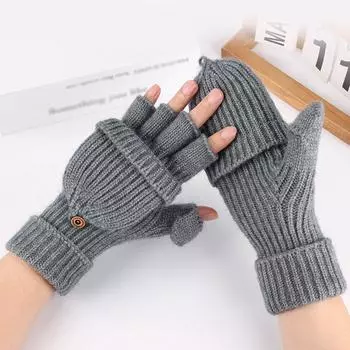 1 пара трикотажных перчаток без пальцев, зимние теплые гибкие перчатки для сенсорных экранов для мужчин и женщин, варежки с открытыми пальцами, перчатки, подарки чёрный