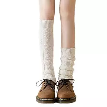 1 пара трикотажных полосатых гетр, волнистые кружевные носки для голени, зимние теплые носки