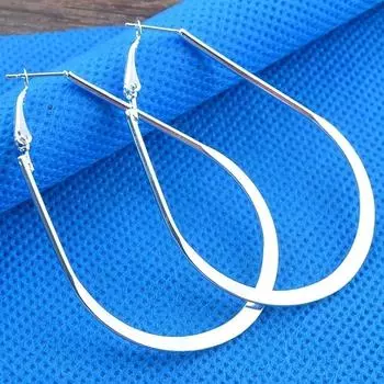 1 пара U-образных больших сережек-кольцев с серебряным покрытием, изысканные ювелирные изделия, индивидуальный декор для женщин и девочек