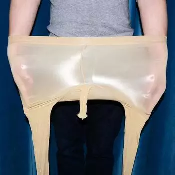 1 пара U-образных модных тонких стильных сексуальных блестящих масляных мужских чулок с открытой длинной трубкой