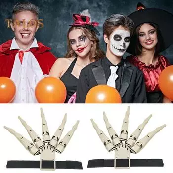 1 пара удлинителей пальцев для косплея, шарнирные костяные когти на Хэллоуин, носимые удлинители пальцев для вечеринки на Хэллоуин чёрный