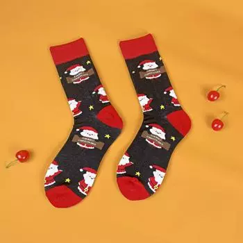 1 пара удобных мужских носков до середины икры с рисунком милого Санта-Клауса One Size