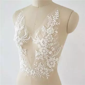 1 пара украшений для белого свадебного платья, украшенных белыми кружевными цветами 38*18 см белый