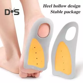 1 пара ультратонких силиконовых стелек для мужской/женской обуви, стельки с амортизацией, мягкие, с противоскользящей накладкой на пятку M серый