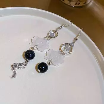 1 пара уникальных изысканных сережек-лотосов, элегантные асимметричные серьги-гвоздики с розовым цветком для женщин, винтажные ювелирные аксессуары A4