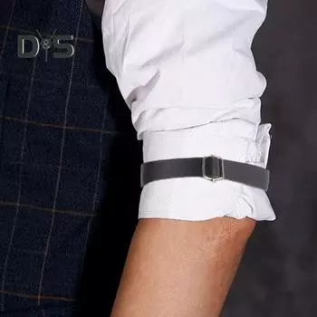 1 пара унисекс-браслетов, регулируемых из искусственной кожи шириной 1,5 см, однотонных эластичных держателей для рукавов рубашки, манжет, повязок для вечеринки, свадьбы, аксессуаров для одежды чёрный