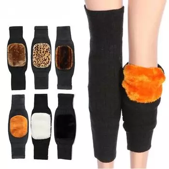 1 пара унисекс кашемировых шерстяных наколенников, зимние теплые термонаколенники, утолщенные, удлиненные, дышащие, эластичные наколенники