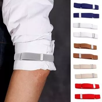 1 пара унисекс-нарукавников, регулируемых, из искусственной кожи, шириной 2 см, однотонная эластичная рубашка серый