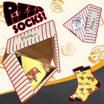 1 пара унисекс-носков средней длины с пиццей — оригинальный, необычный, креативный и интересный праздничный подарок One Size