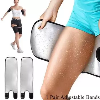 1 пара унисекс регулируемых повязок для защиты бедер от пота Sauna - корректирующие рукава для ног для уменьшения отечности, спортивные протекторы для ног для фитнеса чёрный