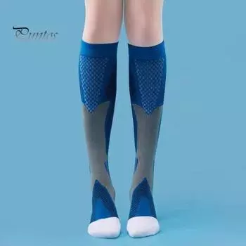 1 пара унисекс спортивных носков компрессионные носки для йоги длиной до колена с длинными трубками высокоэластичные обтягивающие нескользящие носки теплые чулки для повседневной жизни L светло-розовый