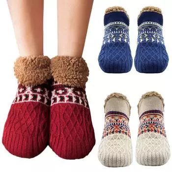 1 пара унисекс зимние носки для пола нескользящие толстые мягкие теплые женские носки носки для сна носки для ковров M вино красного