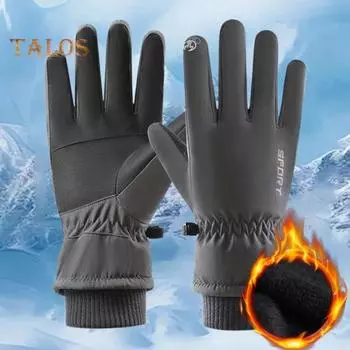 1 пара унисекс зимних перчаток для велоспорта с утолщенной плюшевой подкладкой, водонепроницаемые, с сенсорным экраном, ветрозащитные, с отличным сцеплением и противоскользящими свойствами для холодной погоды, для вождения, катания на лыжах M чёрный