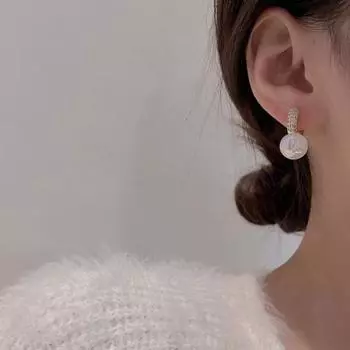 1 пара универсальных сережек из сверкающей меди с подвесками из искусственного жемчуга «Русалка» C