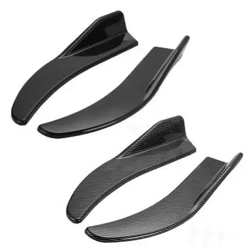1 пара универсальных спойлеров из углеродного волокна / глянцевого черного цвета для бампера автомобиля, передняя и задняя губа, защита от столкновений